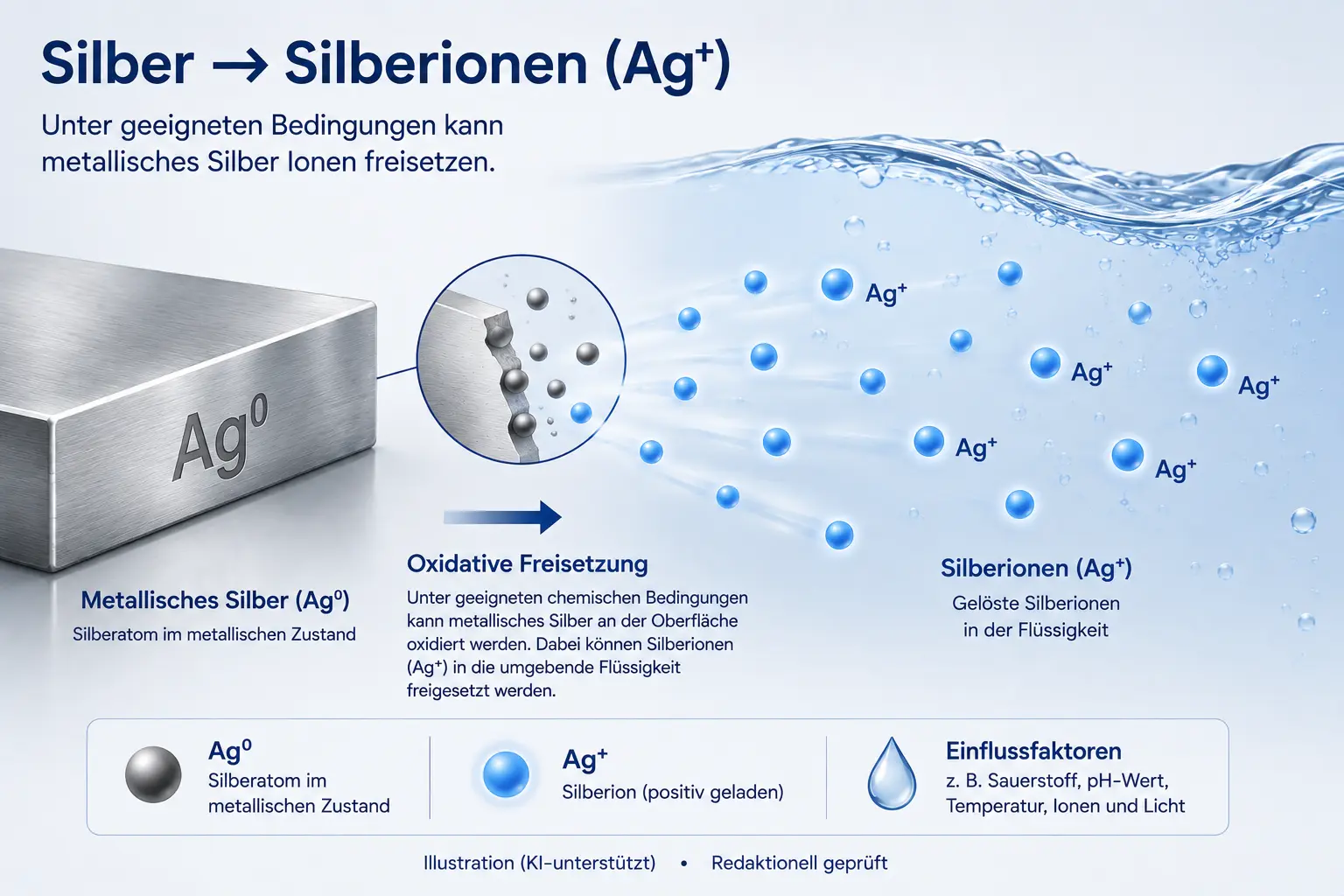 Schaubild Freisetzung von Silberionen im Wasser