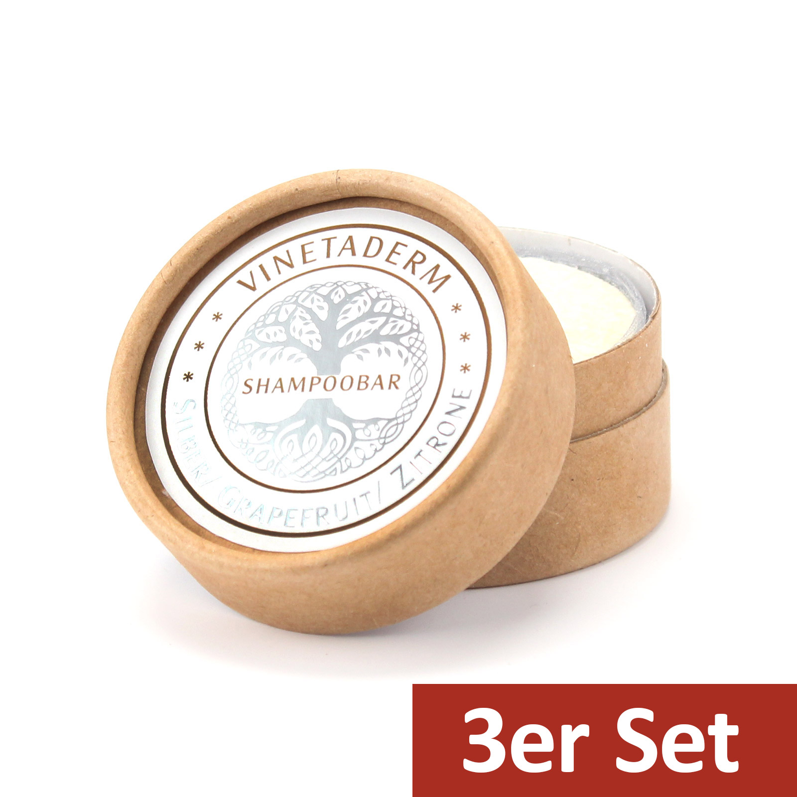 VINETADERM - Set - Shampoobar mit Silber 3x 50g