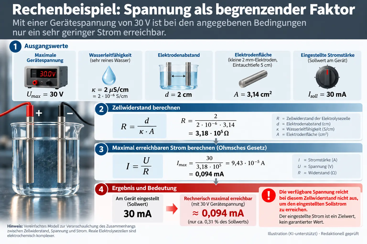 Rechenbeispiel zur Niederspannungselektrolyse