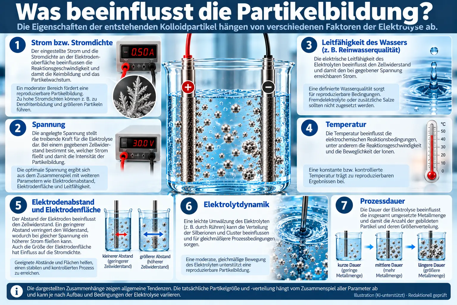 Einflussfaktoren bei der Niederspannungselektrolyse