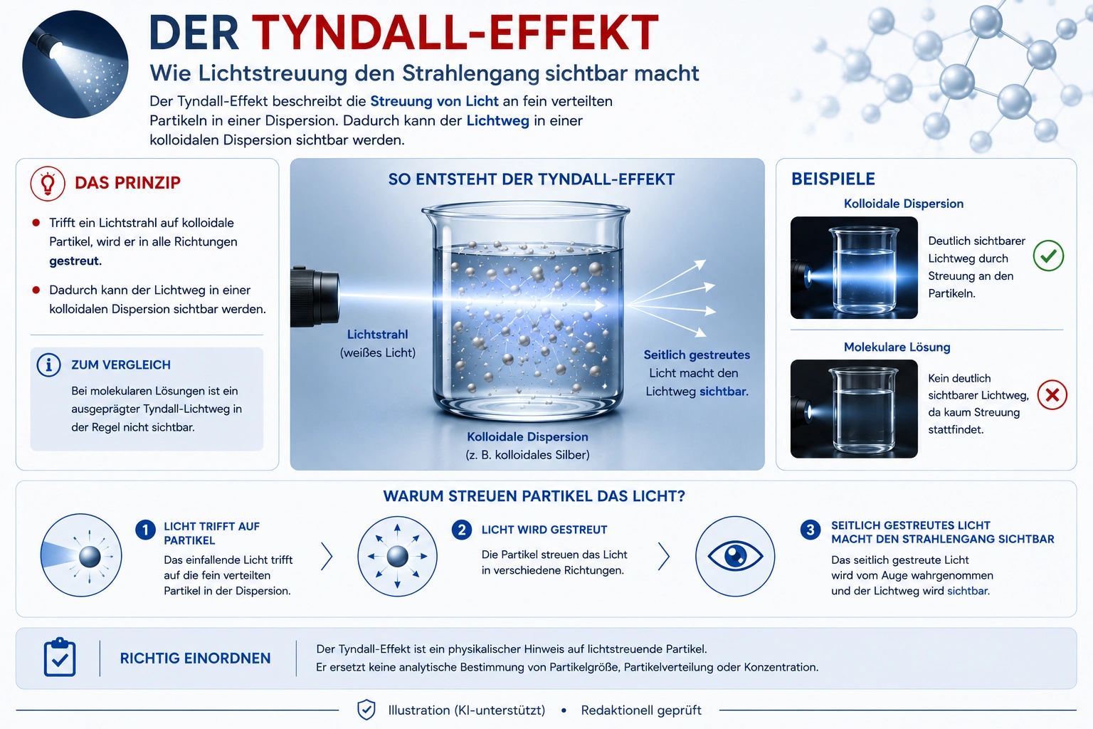 Erklärung des Tyndall-Effekts bei kolloidalen Dispersionen