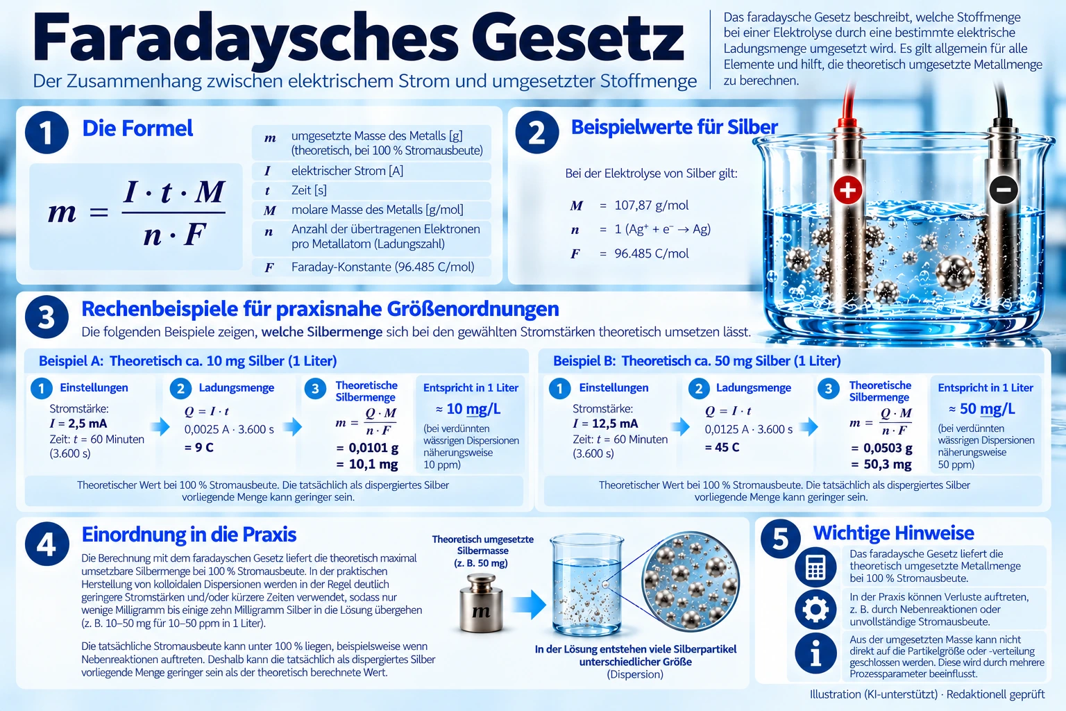 Faradaysches Gesetz bei Elektrolyse