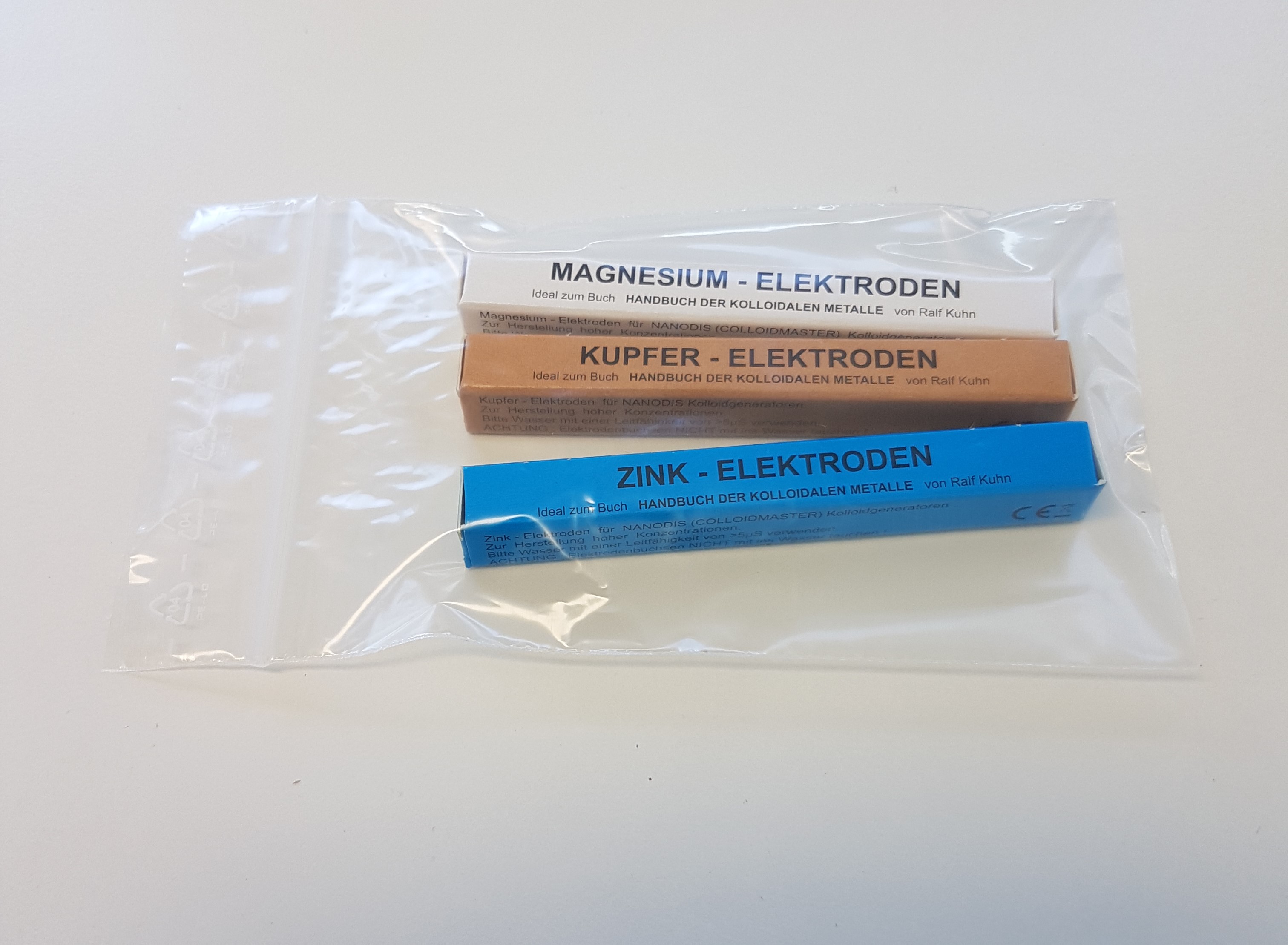 Elektroden Set Magnesium, Kupfer, Zink (je 2mmx80mm)