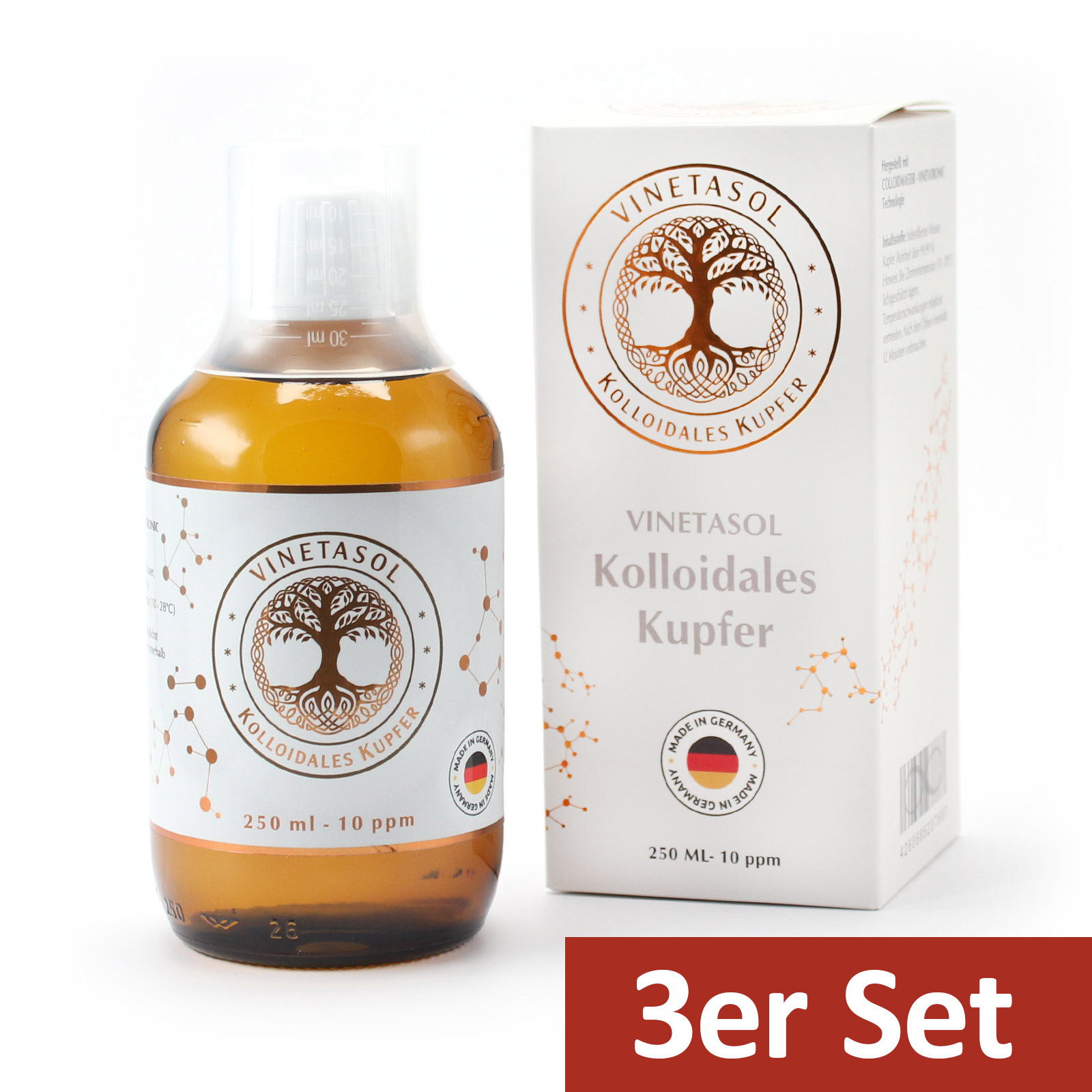 VINETASOL - SET - Kolloidales Kupfer 10ppm / 3x 250 ml