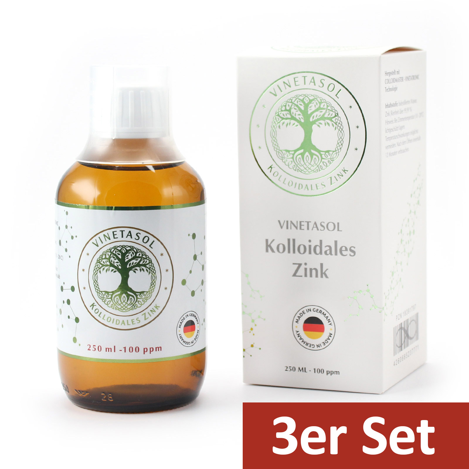 VINETASOL - SET - Kolloidales Zink 100ppm / 3x 250 ml