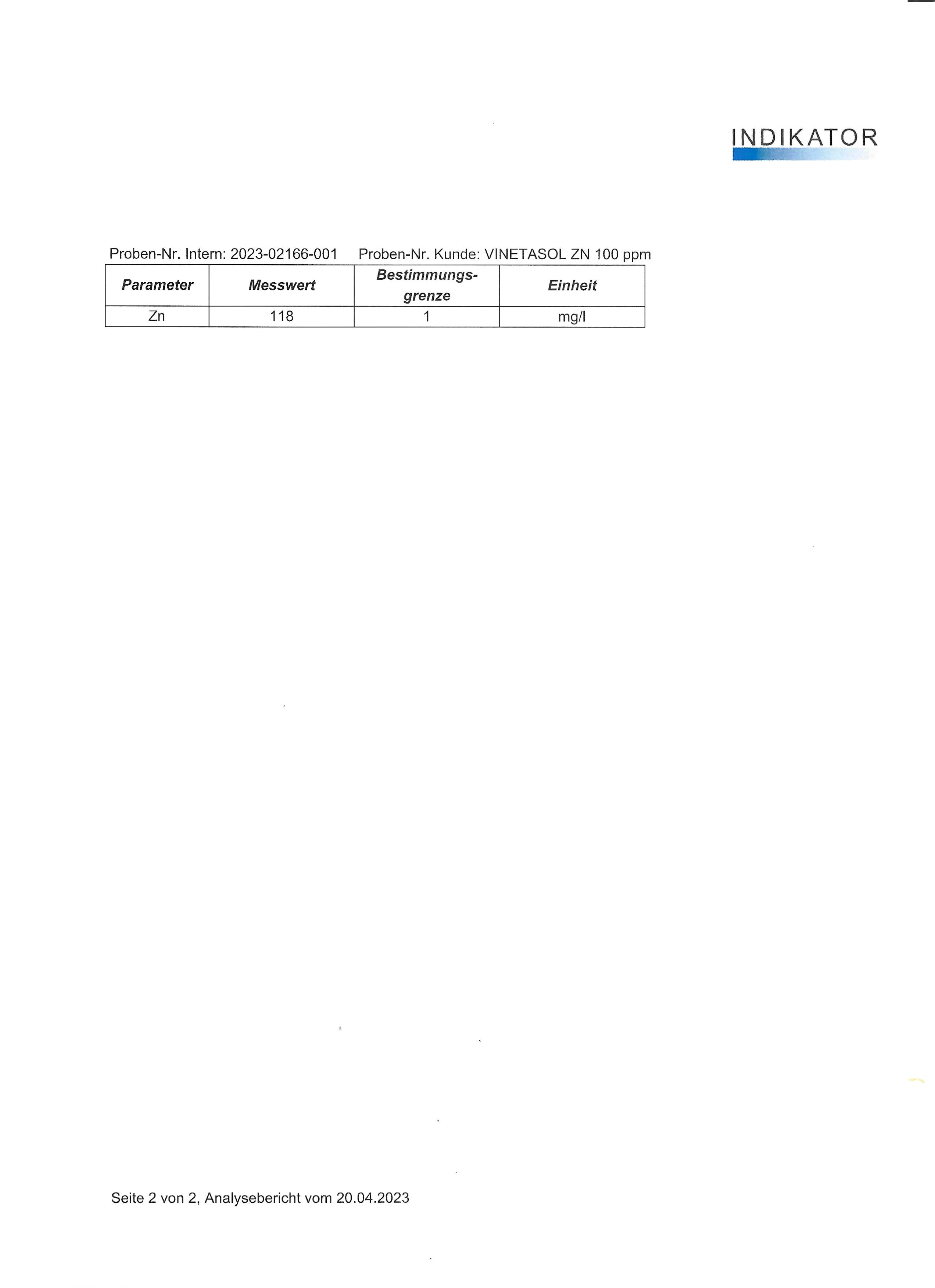 VINETASOL - Kolloidales Zink 100 ppm / 250 ml 