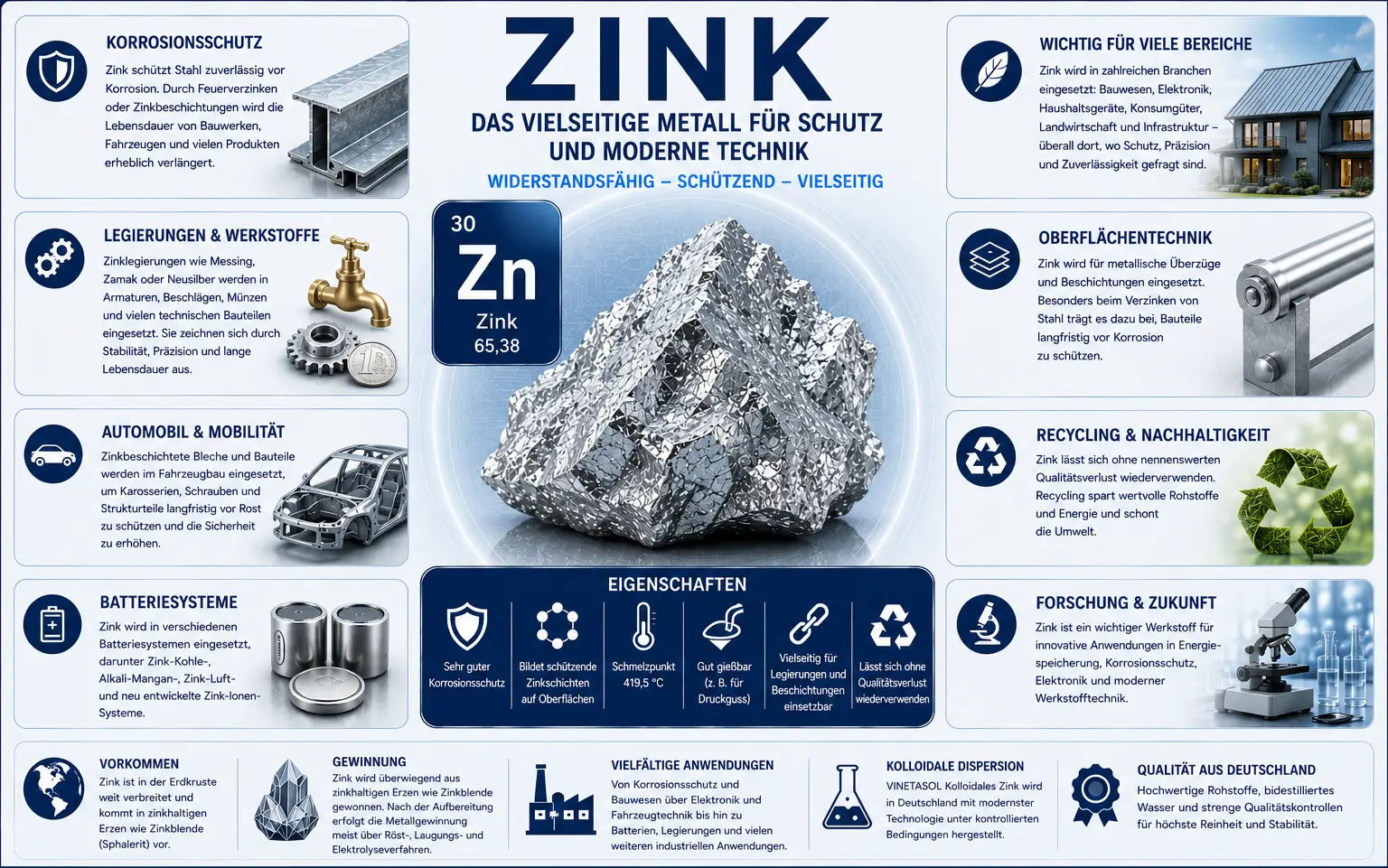 Eigenschaften und Einsatzgebiete von Zink