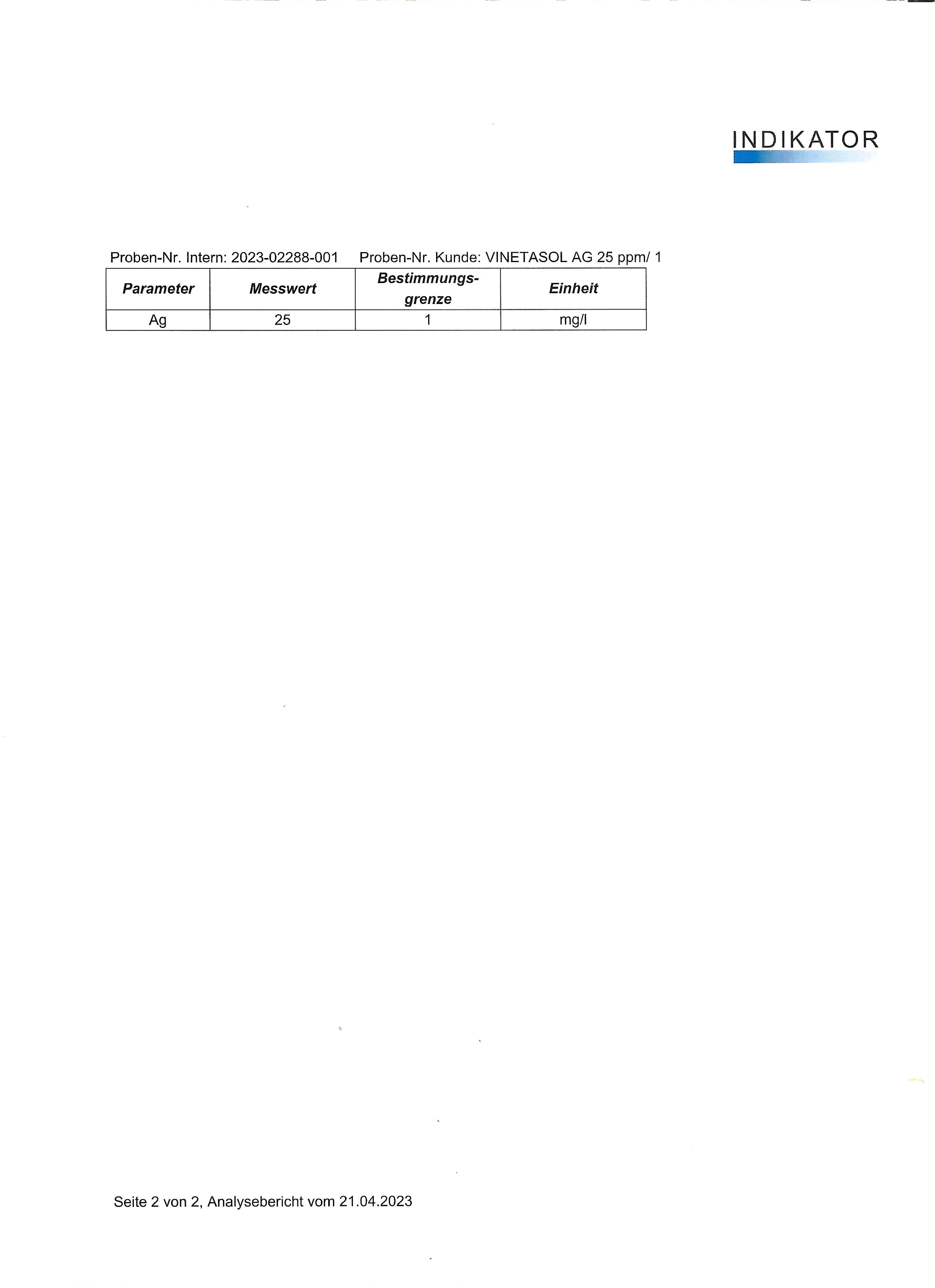 VINETASOL - Kolloidales Silber 25ppm / 500 ml