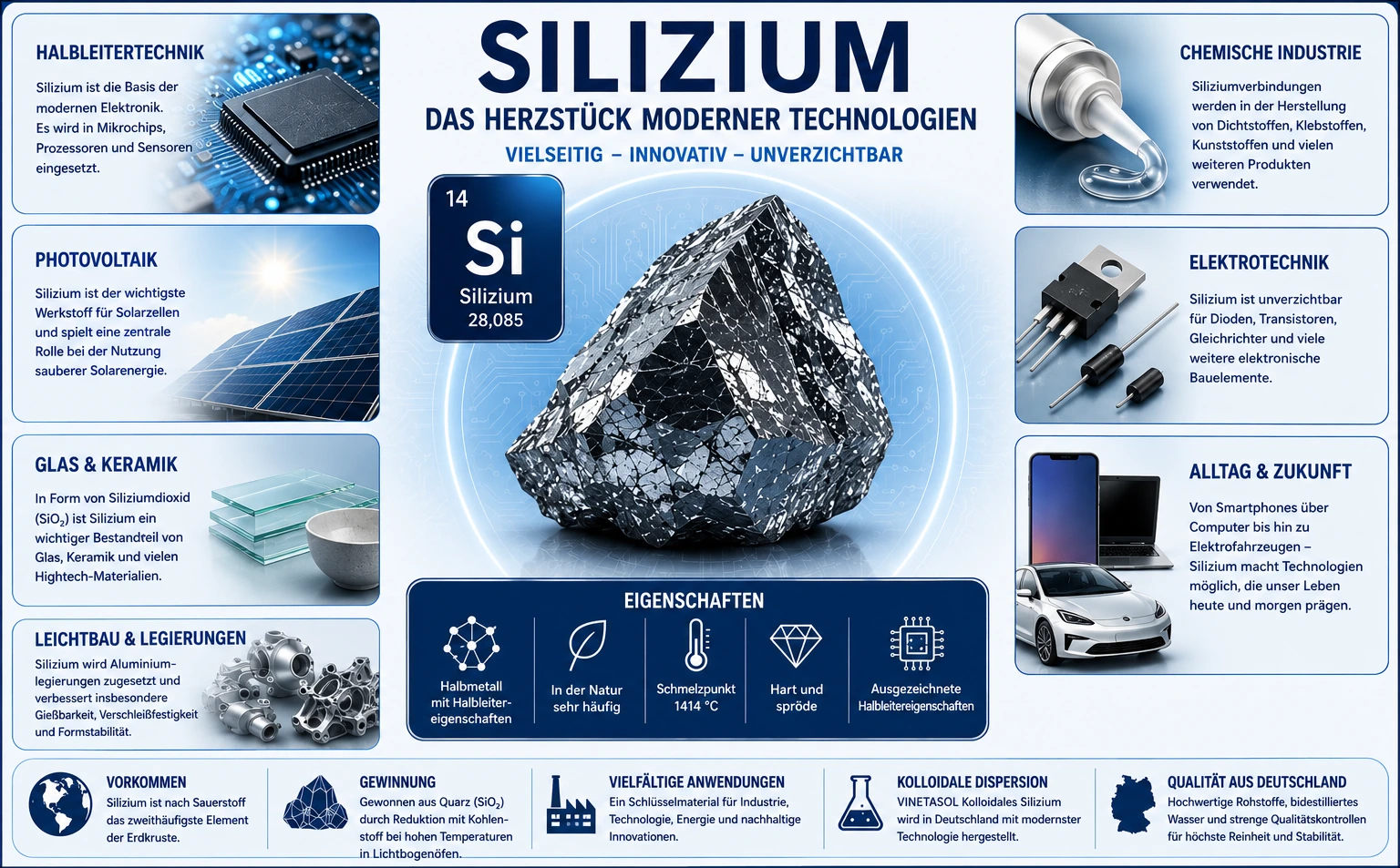 Eigenschaften und Einsatzgebiete von Silizium