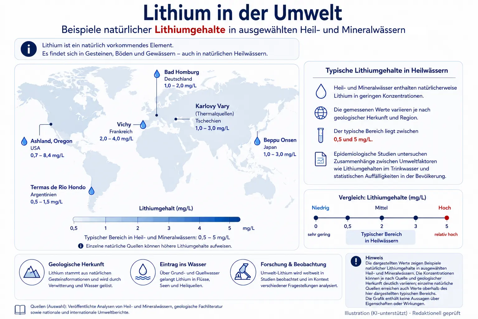 Lithiumgehalte in Heil- und Mineralwässern
