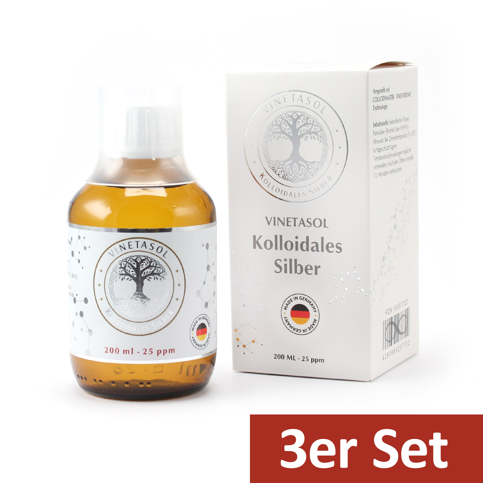 VINETASOL - SET - Kolloidales Silber 25ppm / 3x 200 ml