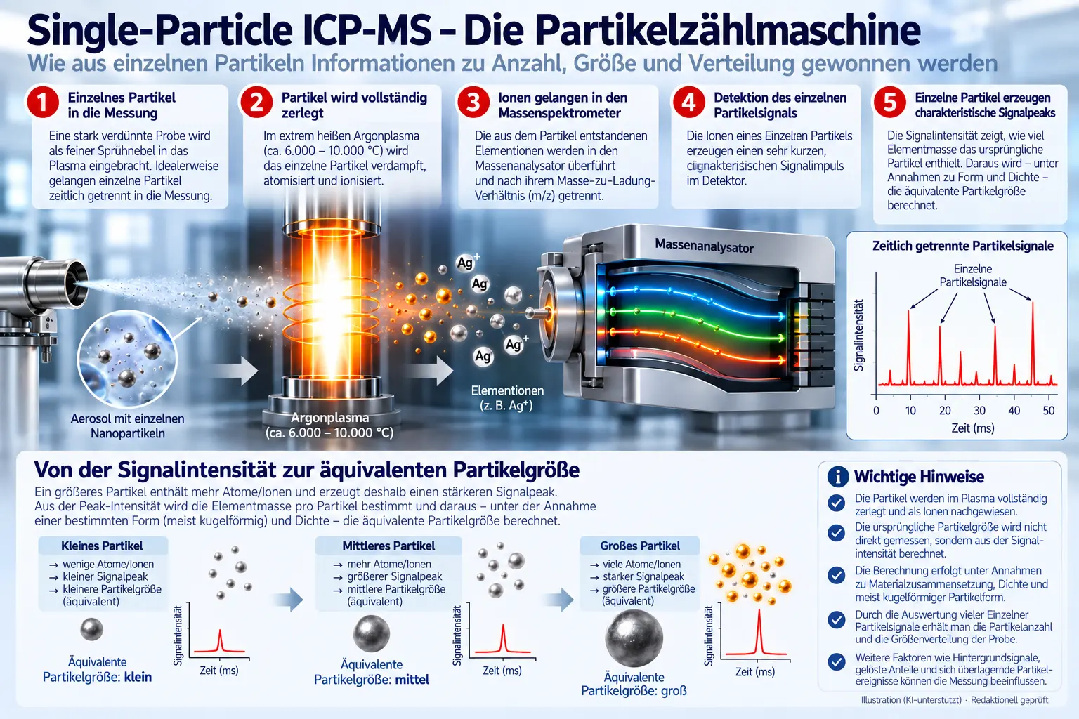 Single-Particle ICP-MS – Bestimmung von Partikelanzahl, Partikelgröße und Größenverteilung