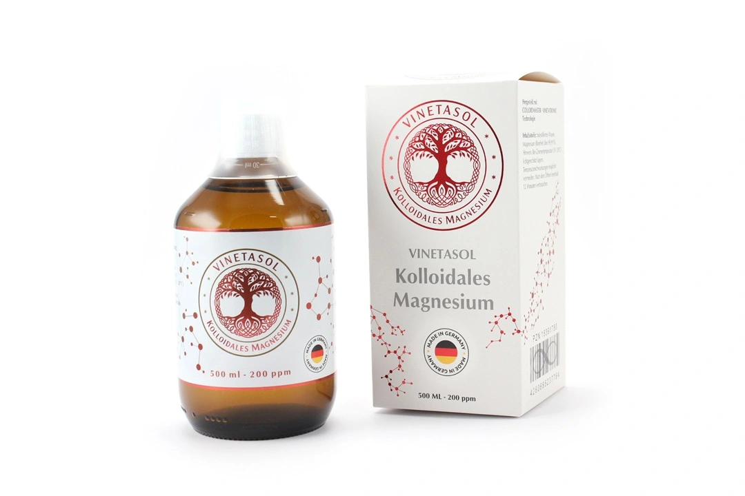 Kolloidale Dispersion mit ppm-Angabe auf dem Etikett, VINETASOL Kolloidales Magnesium 200 ppm