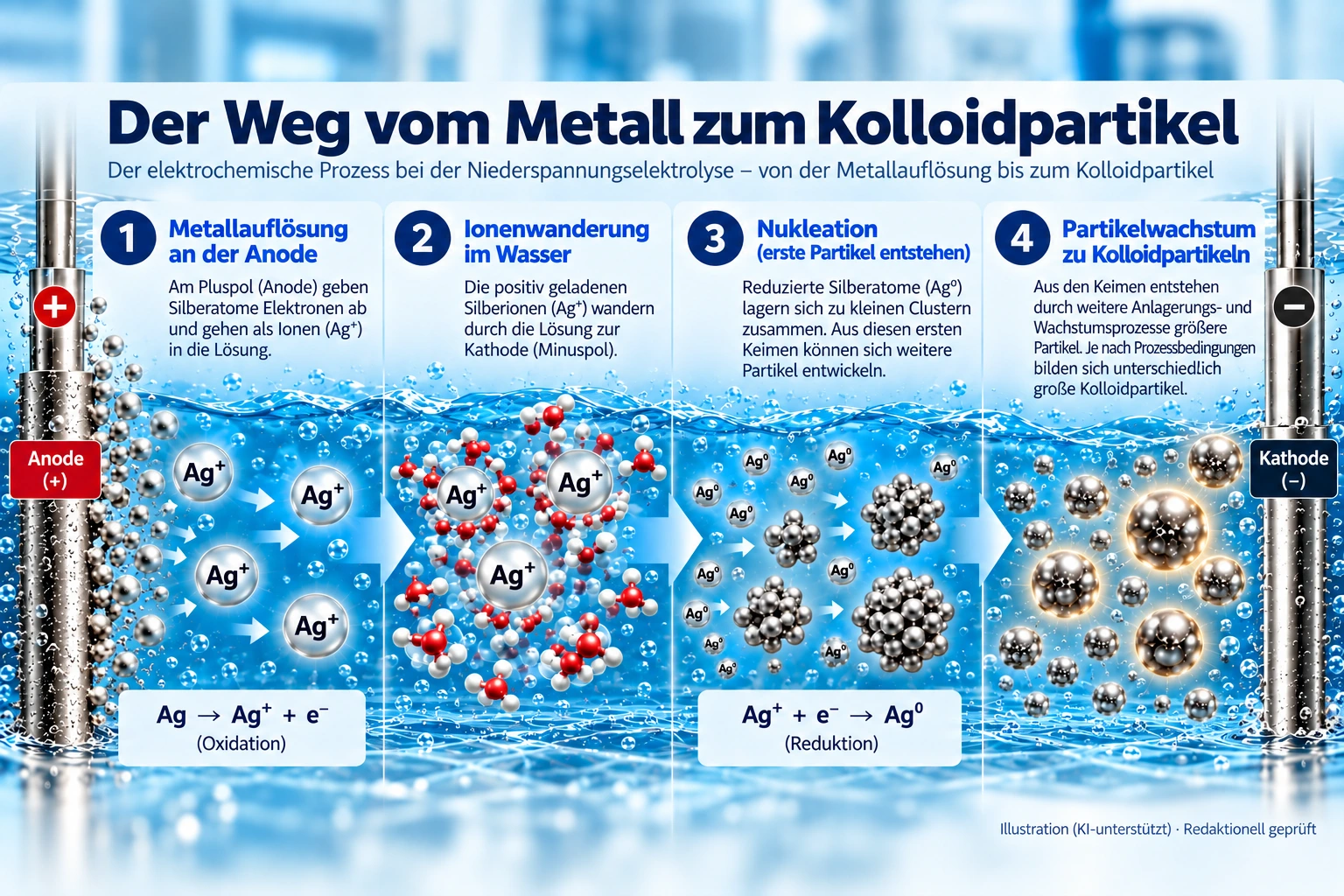 Vom Metall zum Kolloidpartikel bei der Niederspannungselektrolyse